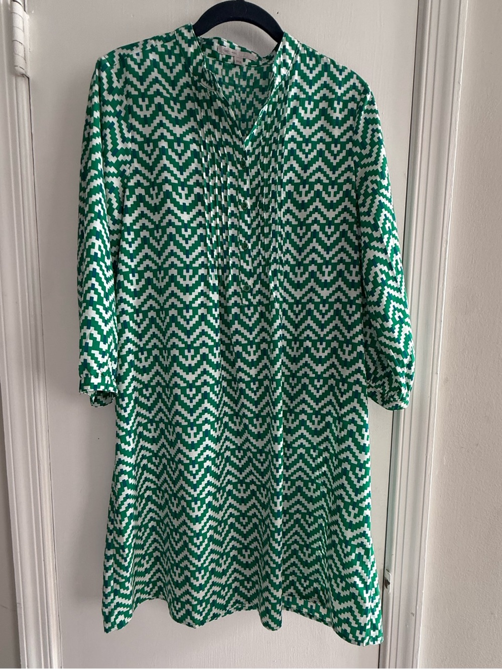 GAP Green and White Geometric Tunic Dress Size S